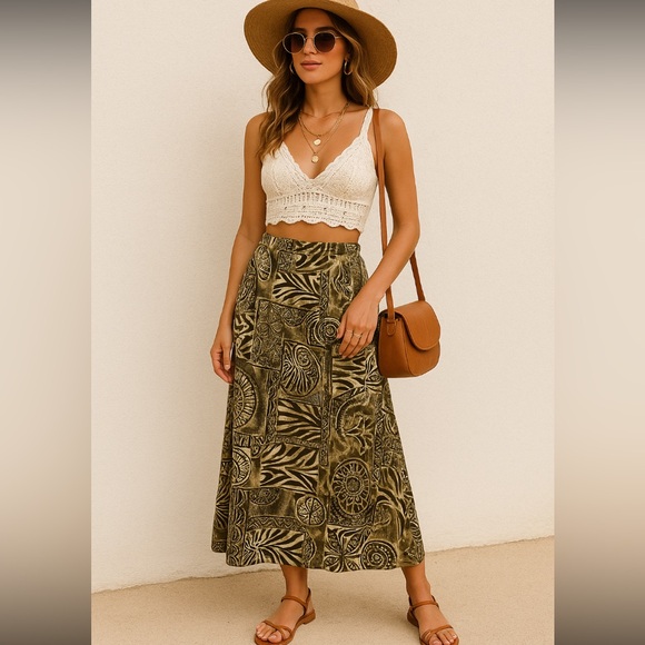 💐Vintage green tribal YTK fairy core skirt XL - Picture 1 of 6